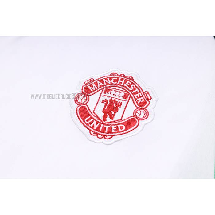 Tuta da Track del Manchester United Manga Corta 2023-2024 Blanco y Nero - Pantalon Corto